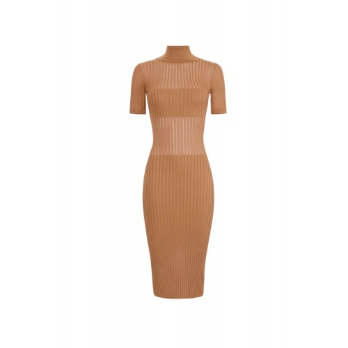 Rochie ELISABETTA FRANCHI, Knit dress with transparency details, Maro