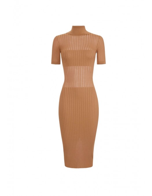 Rochie ELISABETTA FRANCHI, Knit dress with transparency details, Maro - AM22S62E2600