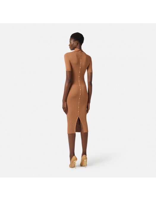 Rochie ELISABETTA FRANCHI, Knit dress with transparency details, Maro - AM22S62E2600