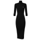 Rochie ELISABETTA FRANCHI, Guler inalt, ribbed knit fabric, Negru - AM23B56E2110 Rochie ELISABETTA FRANCHI, Guler inalt, ribbed knit fabric, Negru - AM23B56E2110