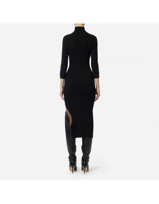 Rochie ELISABETTA FRANCHI, Guler inalt, ribbed knit fabric, Negru - AM23B56E2110 Rochie ELISABETTA FRANCHI, Guler inalt, ribbed knit fabric, Negru - AM23B56E2110