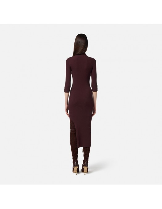 Rochie ELISABETTA FRANCHI, Guler inalt, ribbed knit fabric, Merlot - AM23B56E2EA4 Rochie ELISABETTA FRANCHI, Guler inalt, ribbed knit fabric, Merlot - AM23B56E2EA4