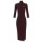 Rochie ELISABETTA FRANCHI, Guler inalt, ribbed knit fabric, Merlot