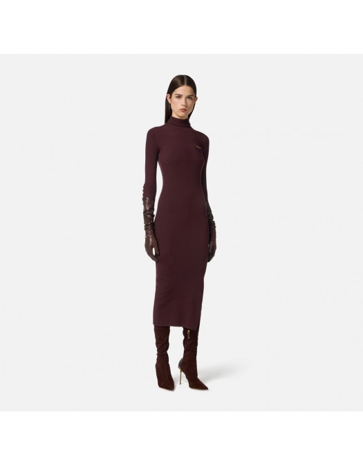 Rochie ELISABETTA FRANCHI, Guler inalt, ribbed knit fabric, Merlot - AM23B56E2EA4 Rochie ELISABETTA FRANCHI, Guler inalt, ribbed knit fabric, Merlot - AM23B56E2EA4