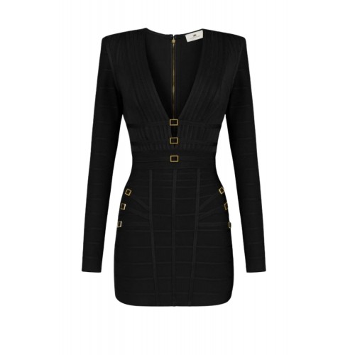 Rochie ELISABETTA FRANCHI, Mini Knit Dress with 3D Workmanship 