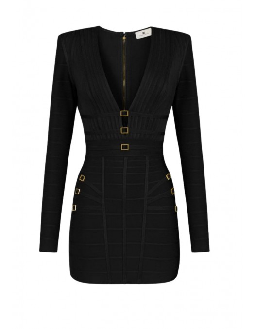 Rochie ELISABETTA FRANCHI, Mini Knit Dress with 3D Workmanship - AM23D62E2110