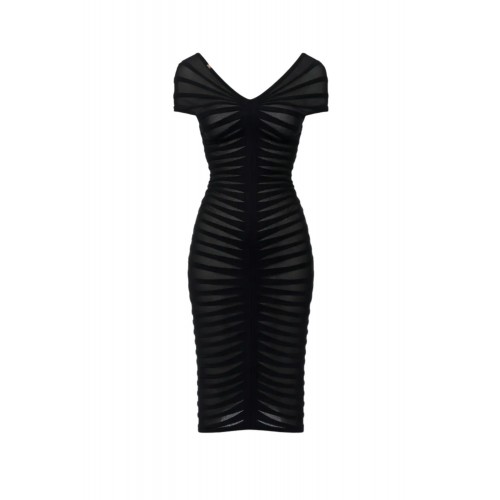 Rochie ELISABETTA FRANCHI, Cotton thread and viscose dress, Negru