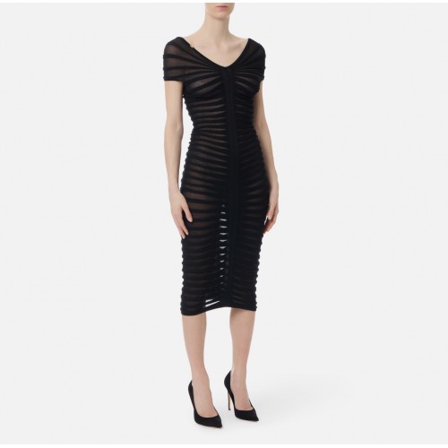 Rochie ELISABETTA FRANCHI, Cotton thread and viscose dress, Negru