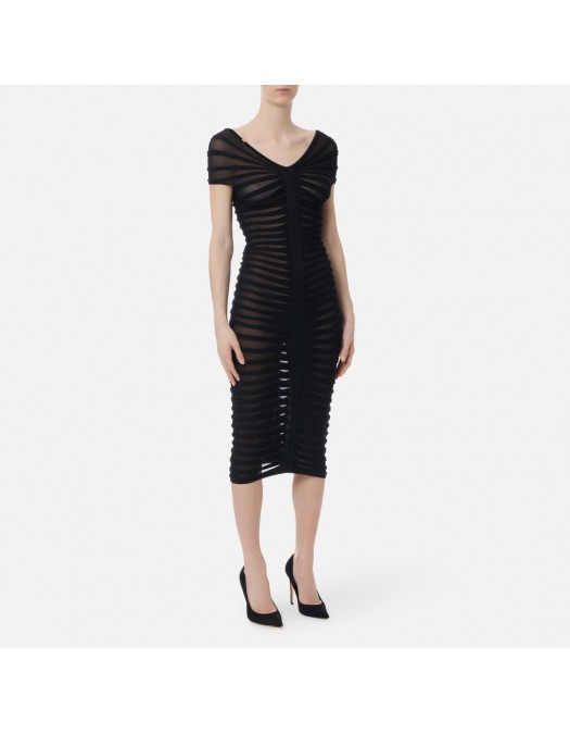 Rochie ELISABETTA FRANCHI, Cotton thread and viscose dress, Negru - AM26T62E2110