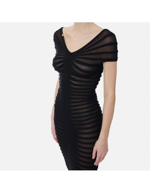 Rochie ELISABETTA FRANCHI, Cotton thread and viscose dress, Negru - AM26T62E2110