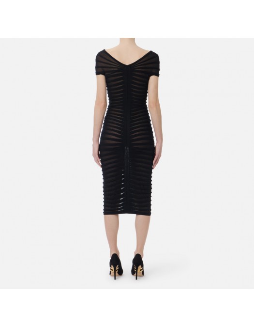 Rochie ELISABETTA FRANCHI, Cotton thread and viscose dress, Negru - AM26T62E2110