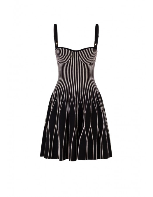 Rochie ELISABETTA FRANCHI, Dress in two-colour knit fabric, Black - AM27S62E2685