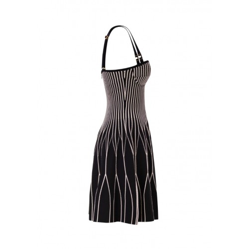 Rochie ELISABETTA FRANCHI, Dress in two-colour knit fabric, Black