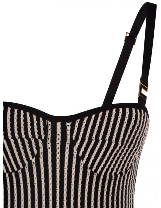 Rochie ELISABETTA FRANCHI, Dress in two-colour knit fabric, Black - AM27S62E2685