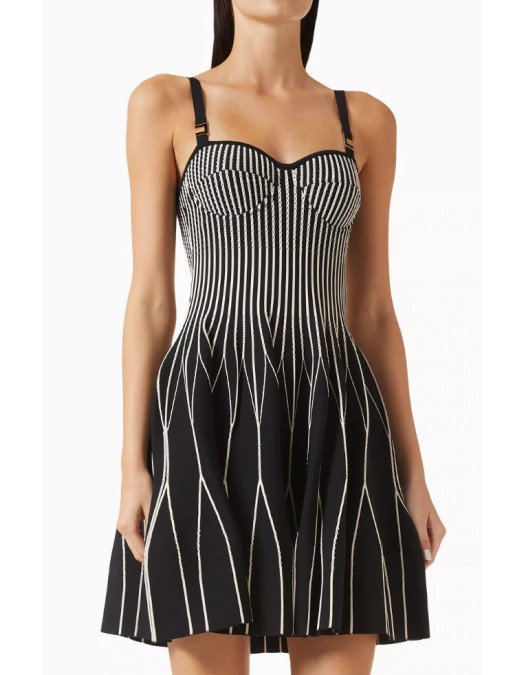 Rochie ELISABETTA FRANCHI, Dress in two-colour knit fabric, Black - AM27S62E2685