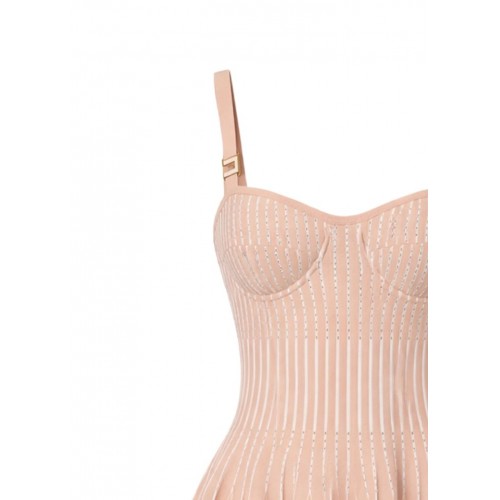 Rochie ELISABETTA FRANCHI, Dress in two-colour knit fabric, Cream and White