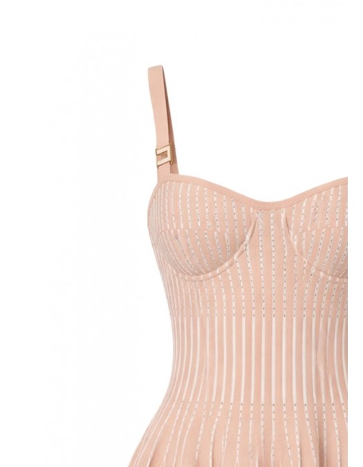 Rochie ELISABETTA FRANCHI, Dress in two-colour knit fabric, Cream and White - AM27S62E2FF3