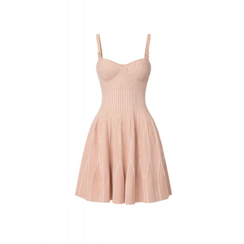 Rochie ELISABETTA FRANCHI, Dress in two-colour knit fabric, Cream and White