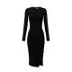 Rochie ELISABETTA FRANCHI, Viscose knit dress with jewel cufflinks, Negru - AM28S57E3110 Rochie ELISABETTA FRANCHI, Viscose knit dress with jewel cufflinks, Negru - AM28S57E3110