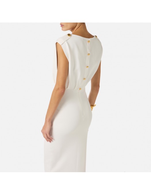 Rochie ELISABETTA FRANCHI, Red Carpet full Milano stitch knit dress, Alb - AM30B62E2360