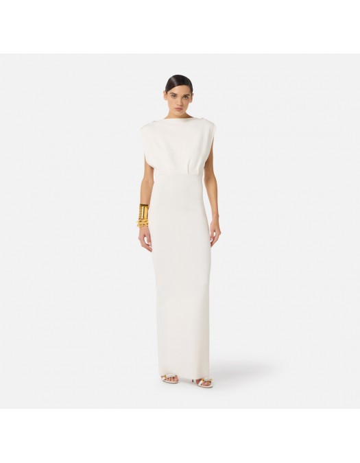 Rochie ELISABETTA FRANCHI, Red Carpet full Milano stitch knit dress, Alb - AM30B62E2360