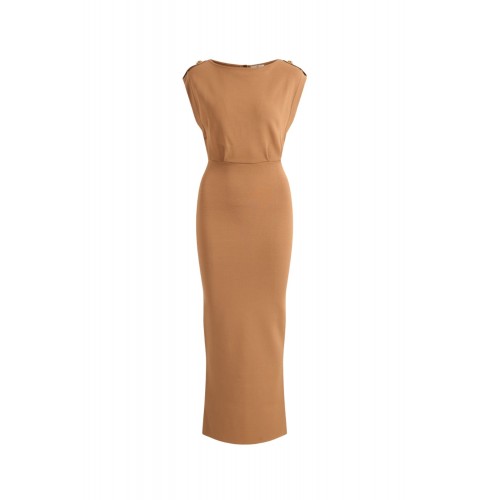 Rochie ELISABETTA FRANCHI, Red Carpet full Milano stitch knit dress, Maro