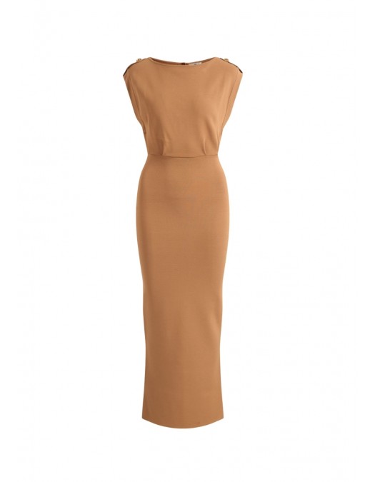 Rochie ELISABETTA FRANCHI, Red Carpet full Milano stitch knit dress, Maro - AM30B62E2AI6
