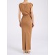 Rochie ELISABETTA FRANCHI, Red Carpet full Milano stitch knit dress, Maro - AM30B62E2AI6