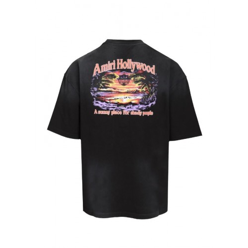 Tricou AMIRI, graphic-print Hollywood, Negru
