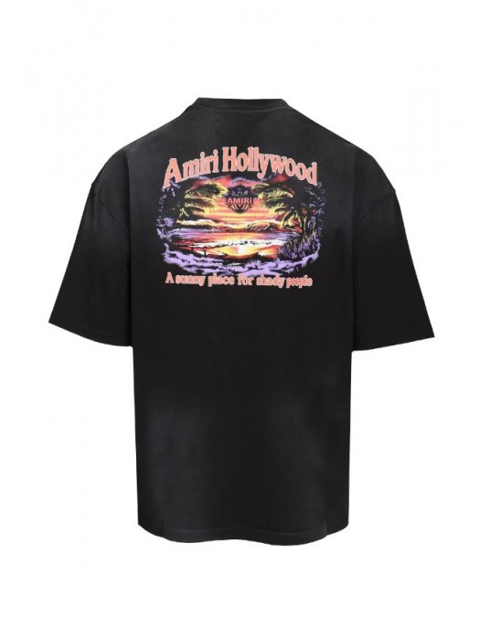Tricou AMIRI, graphic-print Hollywood, Negru - AM326JR0040002