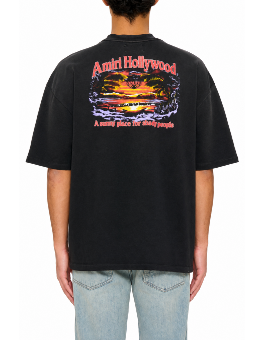 Tricou AMIRI, graphic-print Hollywood, Negru - AM326JR0040002