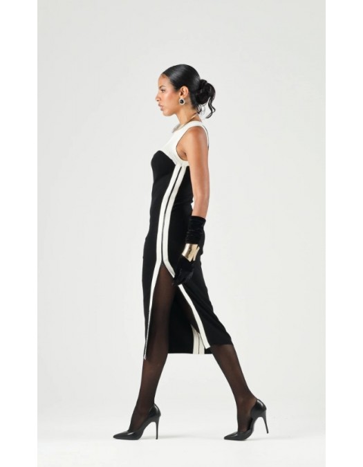 Rochie ELISABETTA FRANCHI, Women's black-butter midi sheath dress with side slits - AM44S66E2685