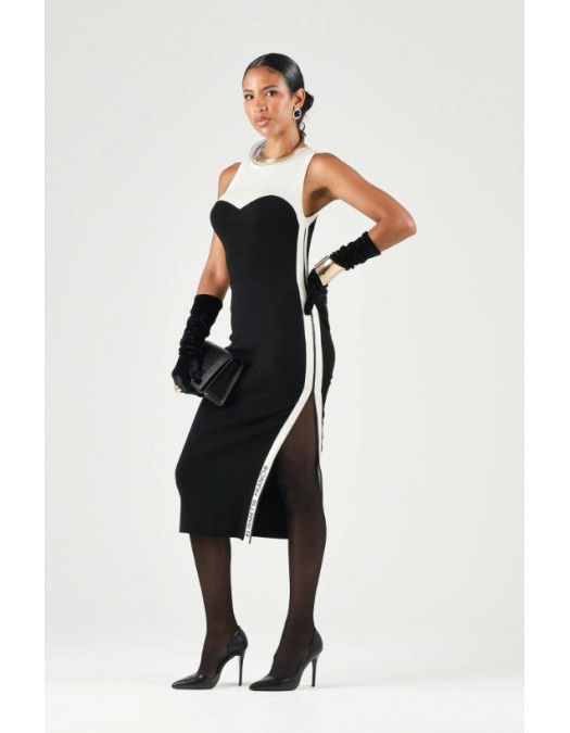 Rochie ELISABETTA FRANCHI, Women's black-butter midi sheath dress with side slits - AM44S66E2685