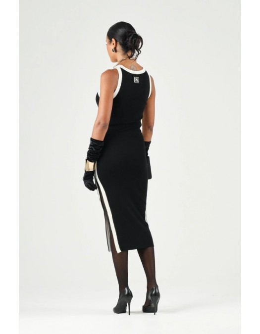 Rochie ELISABETTA FRANCHI, Women's black-butter midi sheath dress with side slits - AM44S66E2685