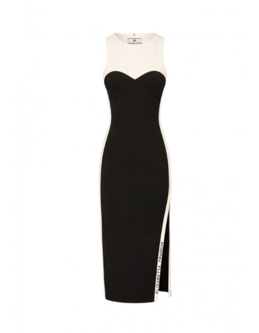 Rochie ELISABETTA FRANCHI, Women's black-butter midi sheath dress with side slits - AM44S66E2685