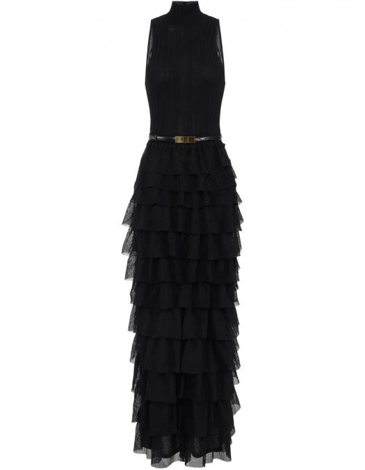 ROCHIE ELISABETTA FRANCHI, Ruffle Detail Belted, Black - AM45S52E2110 ROCHIE ELISABETTA FRANCHI, Ruffle Detail Belted, Black - AM45S52E2110