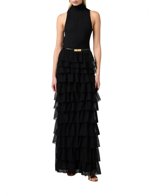 ROCHIE ELISABETTA FRANCHI, Ruffle Detail Belted, Black - AM45S52E2110 ROCHIE ELISABETTA FRANCHI, Ruffle Detail Belted, Black - AM45S52E2110