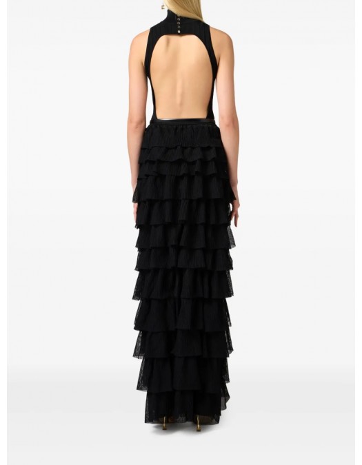 ROCHIE ELISABETTA FRANCHI, Ruffle Detail Belted, Black - AM45S52E2110 ROCHIE ELISABETTA FRANCHI, Ruffle Detail Belted, Black - AM45S52E2110