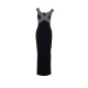 Rochie ELISABETTA FRANCHI, long black dress with striped bands - AM75S61E2685