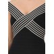 Rochie ELISABETTA FRANCHI, long black dress with striped bands - AM75S61E2685