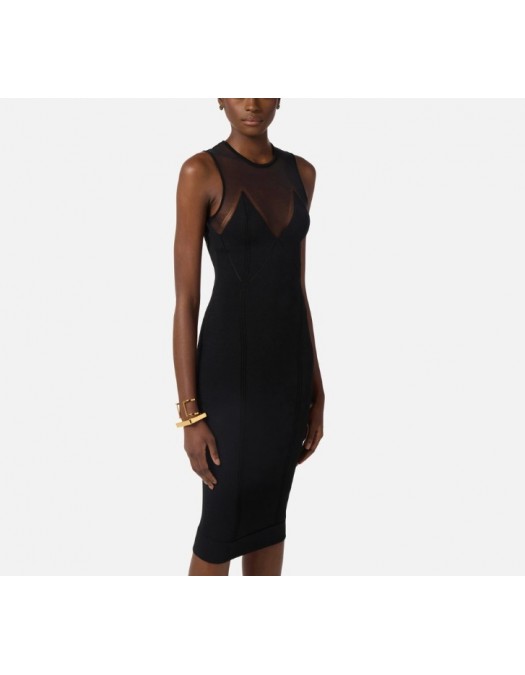 Rochie ELISABETTA FRANCHI, Knit dress with transparency details - AM91Q61E2110