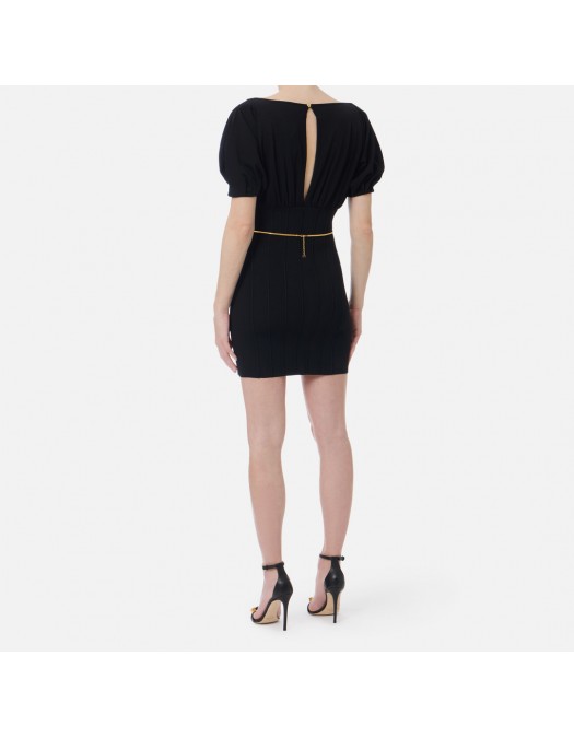 Rochie ELISABETTA FRANCHI, Knit mini dress with belt, Negru - AM94T62E2110