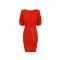 Rochie ELISABETTA FRANCHI, Knit mini dress with belt, Rosu