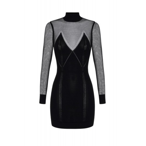 Rochie ELISABETTA FRANCHI, Mini dress in knit fabric with see-through details
