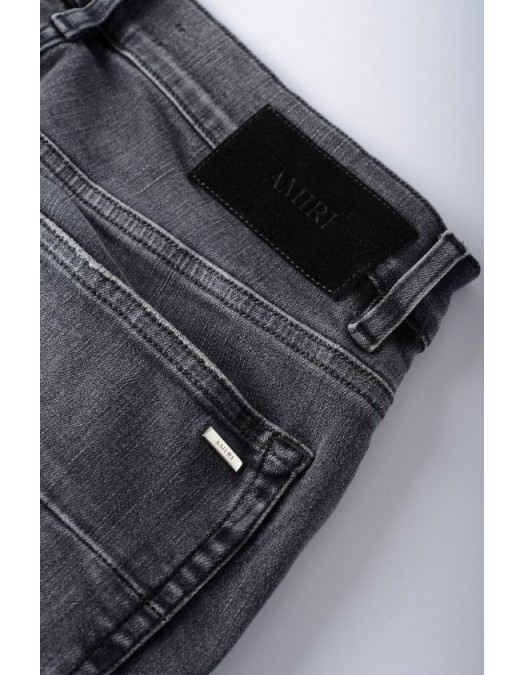 Jeans AMIRI, Varsity Patch Stretch Denim Jeans Grey, Regular Fit - AMBMJE1018599