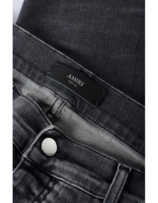 Jeans AMIRI, Varsity Patch Stretch Denim Jeans Grey, Regular Fit - AMBMJE1018599