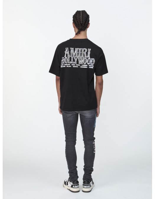 Jeans AMIRI, Varsity Patch Stretch Denim Jeans Grey, Regular Fit - AMBMJE1018599