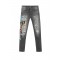 Jeans AMIRI, Varsity Patch Stretch Denim Jeans Grey, Regular Fit