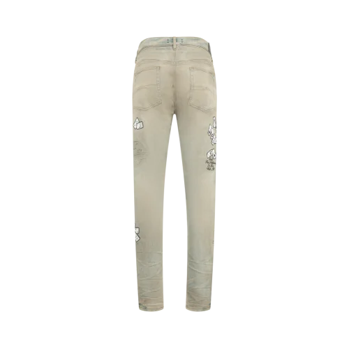 Jeans AMIRI, domino applique skinny jean, Blue/Grey