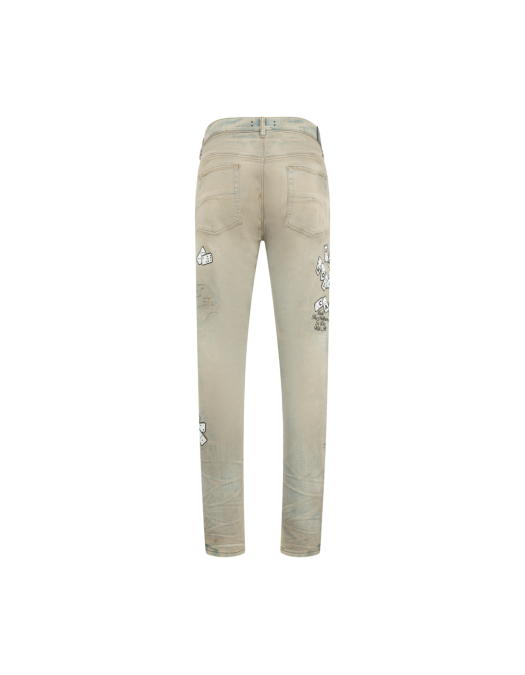 Jeans AMIRI, domino applique skinny jean, Blue/Grey - AMBMJE1048543